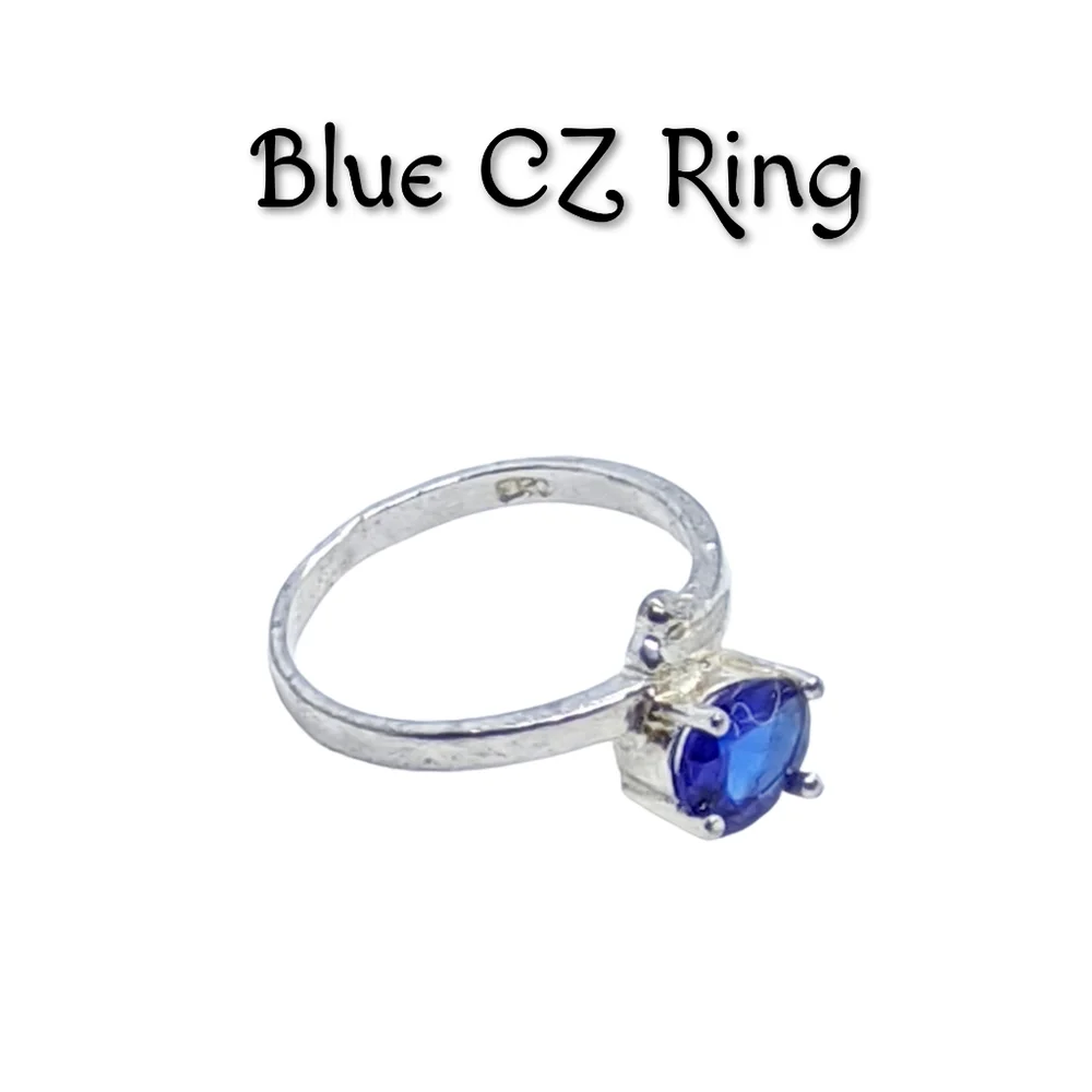 Blue CZ Stones Silver Plated Ring